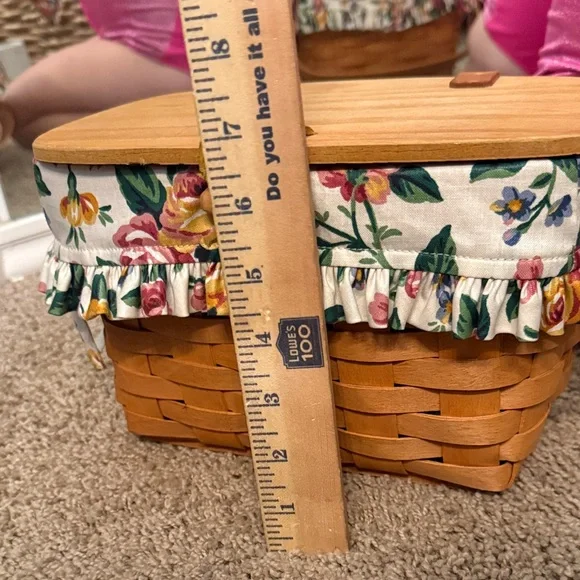 Longaberger Basket with Floral Trim - Picture 9 of 9
